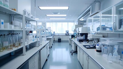 Cutting-Edge Medical Research Facility with High-Tech Equipment in a Clean, Sterile Environment