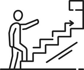 Career ladder line icon for job search, recruitment and head hunting, vector pictogram. Employee career ladder, staff professional growth in work achievement for HR recruitment and headhunting icon