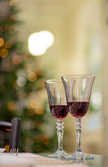 red wine on the Christmas table