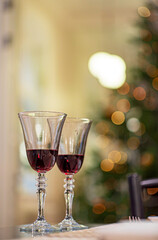 red wine on the Christmas table