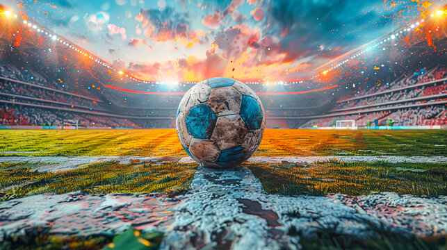 Vibrant Watercolor Illustration of Cycle Ball Match under Stadium Lights