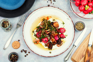 Radish piccata, vegetable piccata.