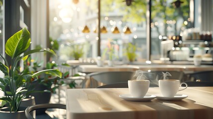 Coffee Shop Interior with Sunlight