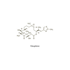 Patupilone flat skeletal molecular structure Antineoplastic drug used in cancer treatment. Vector illustration scientific diagram.