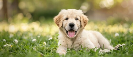 golden retriever on green grass