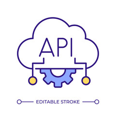 Api security RGB color icon. Cloud computing, programming interface. Security control. Network protocol, integration. Isolated vector illustration. Simple filled line drawing. Editable stroke