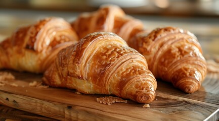 Flaky Croissant Delight: Morning Pastry Photo from a Traditional Bakery