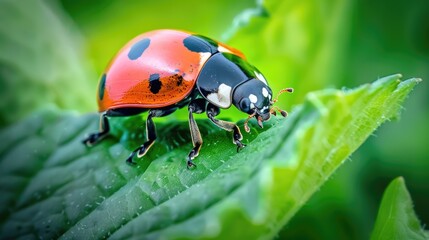 Fototapeta premium ladybug on leaf