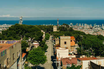 street to Bunkers del Carmel on a clear sky in Barcelona, Spain - may 2 2024