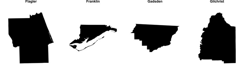 Flagler, Franklin, Gadsden, Gilchrist outline maps