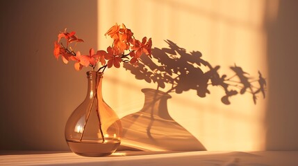 Sunlight Through Shape: Sunlight casting a shadow through the shape of an invisible vase with flowers.
