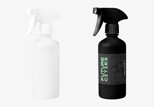 Black Spray Bottle Mockup