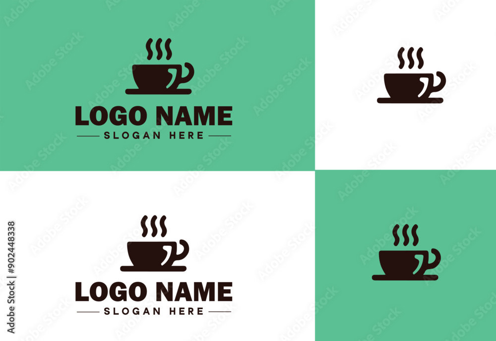 Wall mural cafe icon coffeehouse bistro café bar flat logo sign symbol editable vector