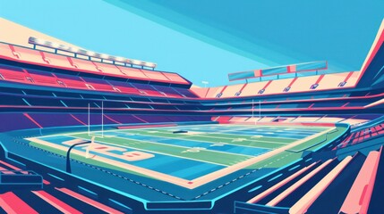 Bright Stadium American Football Field Vector