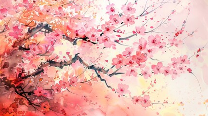 cherry blossom spring watercolor icon
