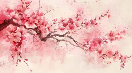 Fototapeta premium cherry blossom spring watercolor icon