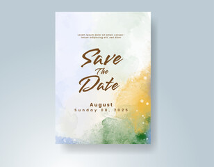 Wedding invitation with abstract watercolor background