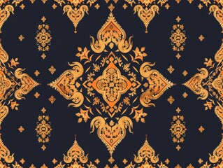 thai art pattern, thai style fabric, thai art pattern on the wall