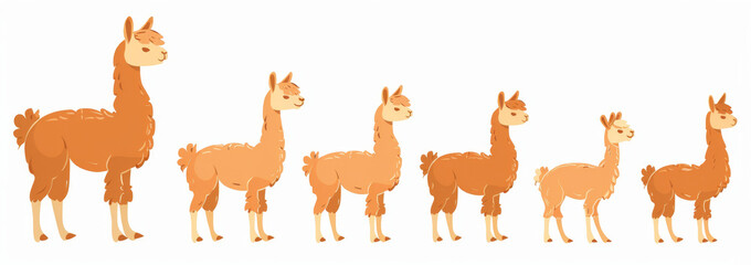 Fototapeta premium Alpacas icons set, alpaca minimal symbol, animal flat cartoon on white background