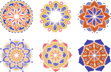 Mandala color design set element for pattern, greeting diwali festival