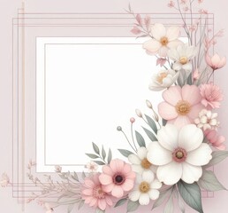 Delicate floral frame in soft pastels perfect for invitations or announcements.