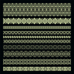 decorative swirl floral border pattern collection line art ornament