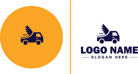 Delivery service icon Courier service Transport service Delivery company flat logo sign symbol editable vector