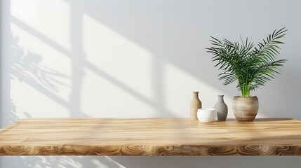 Wooden Tabletop Against a Grey Wall