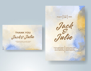 Wedding invitation with abstract watercolor background
