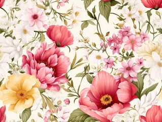 Obraz premium A vibrant background filled with a delicate pattern of pink and white flowers