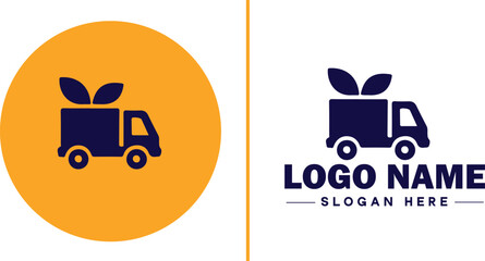Delivery service icon Courier service Transport service Delivery company flat logo sign symbol editable vector