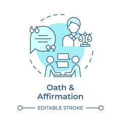 Oath and affirmation soft blue concept icon. Regulatory compliance, compromise. Round shape line illustration. Abstract idea. Graphic design. Easy to use in infographic, presentation