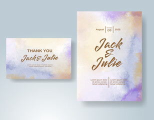 Wedding invitation with abstract watercolor background