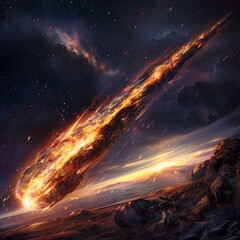 Meteor Falling, Comet Armageddon, Devastating Meteorite, Cosmic Catastrophe, Apocalypse