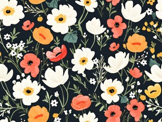 Fototapeta premium Vibrant vector floral seamless pattern with pink daisies, perfect for spring wallpaper or summer fabric