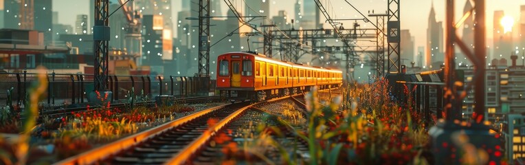 Fototapeta premium Expansive Power Substation in Realistic Kodachrome Style