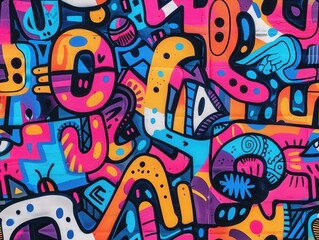 Fototapeta premium Colorful graffiti pattern as urban street art decoration