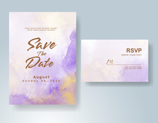 Wedding invitation with abstract watercolor background