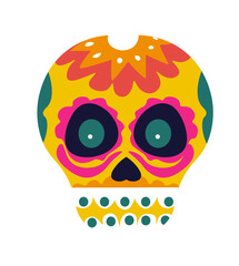 Floral Skull Isolated White Background