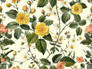 Vector seamless floral pattern with leaves for wallpaper, textile, and design