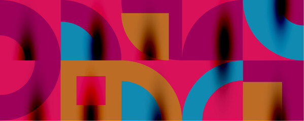 Fototapeta premium Neo memphis geometric pattern with circles, squares. Pop art abstract background for covers, banners, flyers and posters and other templates