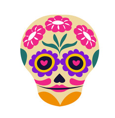 Floral Skull Isolated White Background