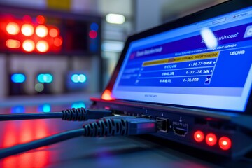 Network cables plugged into a server in a data center