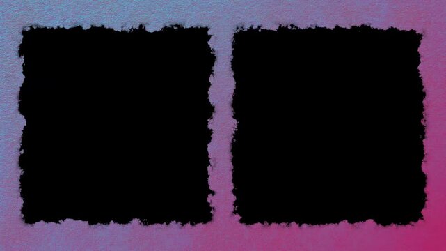 Two vertical black pillarboxes for video or image in video with light blue aqua textured paper background, ready for luma key