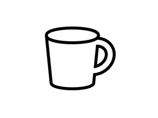 フラットなコーヒーカップアイコンE：黒線