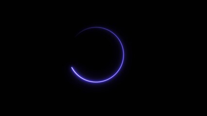 circle loading ber neon bright frame purple color 4k illustration on black background.