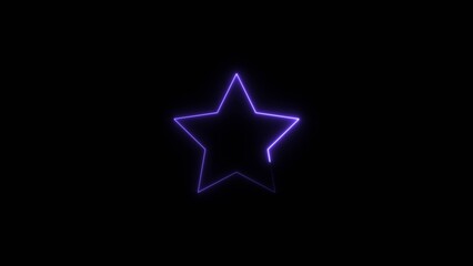 stars neon glowing royal blue color 4k illustration on black background.