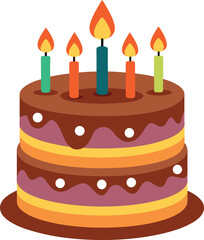 Birthday chocolate cake with colorful candle 