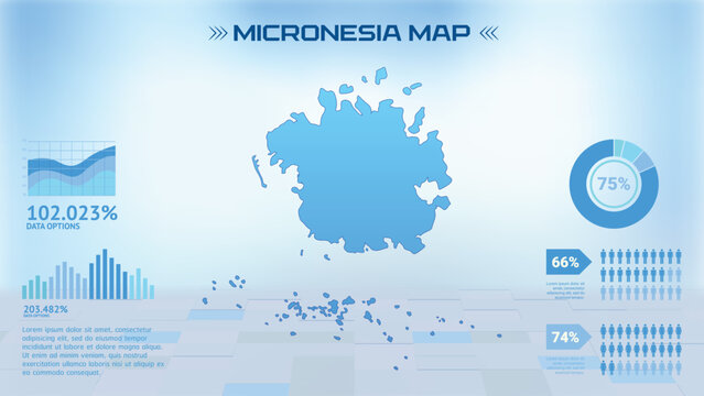 Blue Micronesia Map with States, Political Micronesia infographic map vector illustration