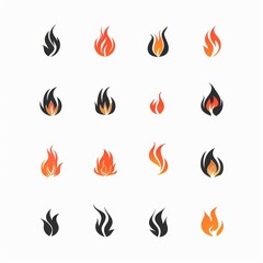 Fire icon, flame bonfire sign, campfire symbol, burn graphic element, fire emblem, grill pictogram